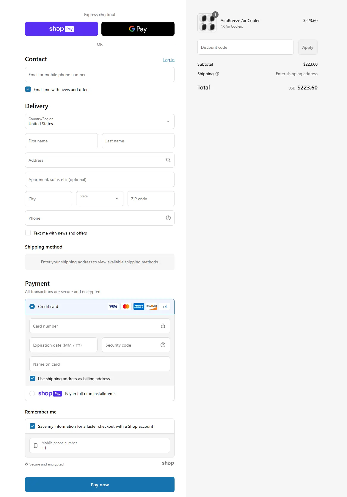 AiraBreeze  Secure Checkout Page